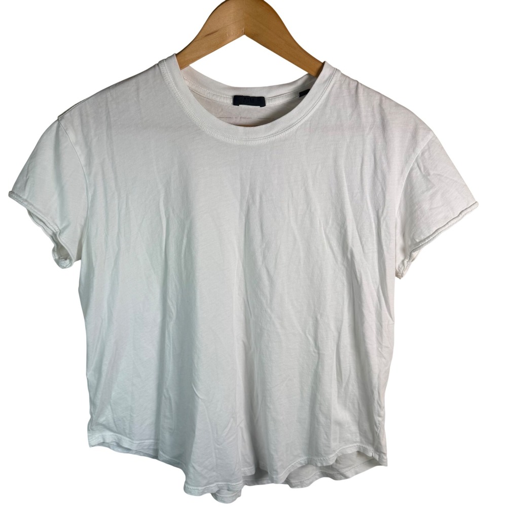 ATM Anthony Thomas Melillo Perfect White Tee Women Sm Raw Edge Crew Neck Capsule